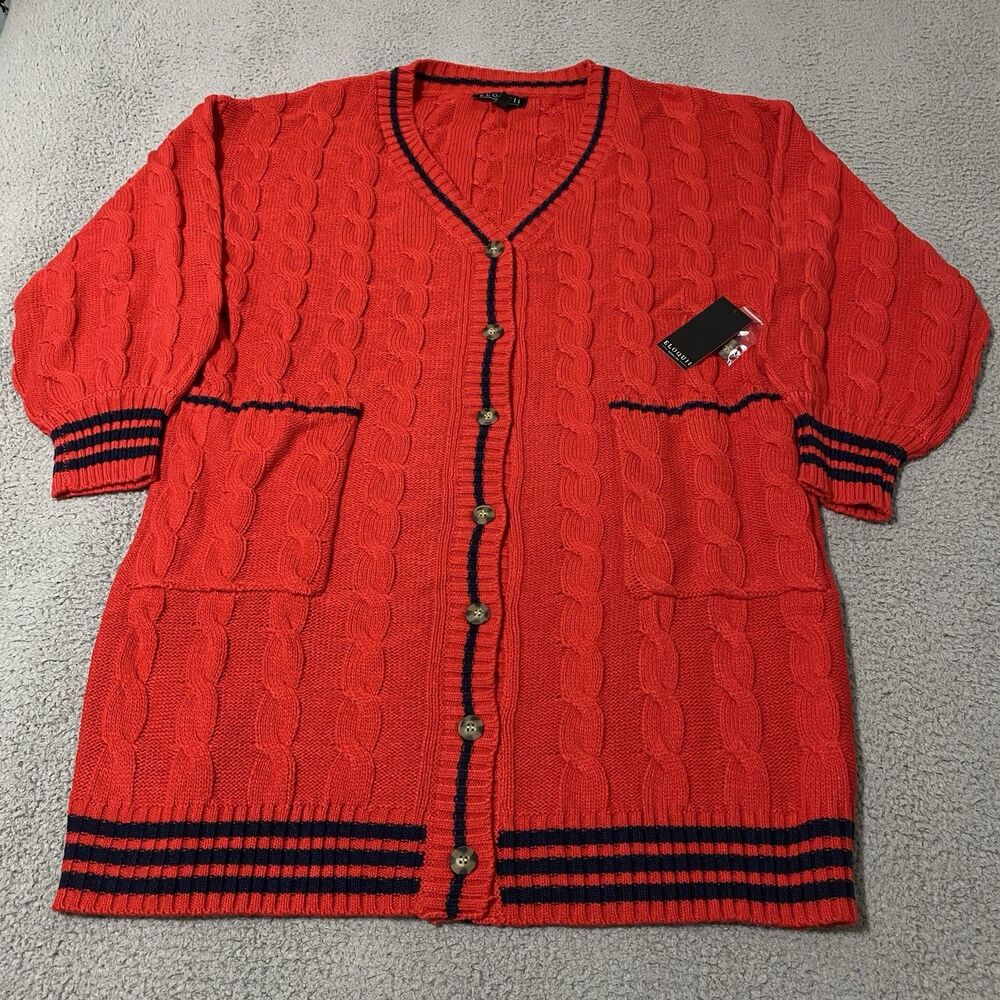 Eloquii Sweater Dress Womens 18 / 20 Red Cable Knit Tennis Academia Preppy NEW